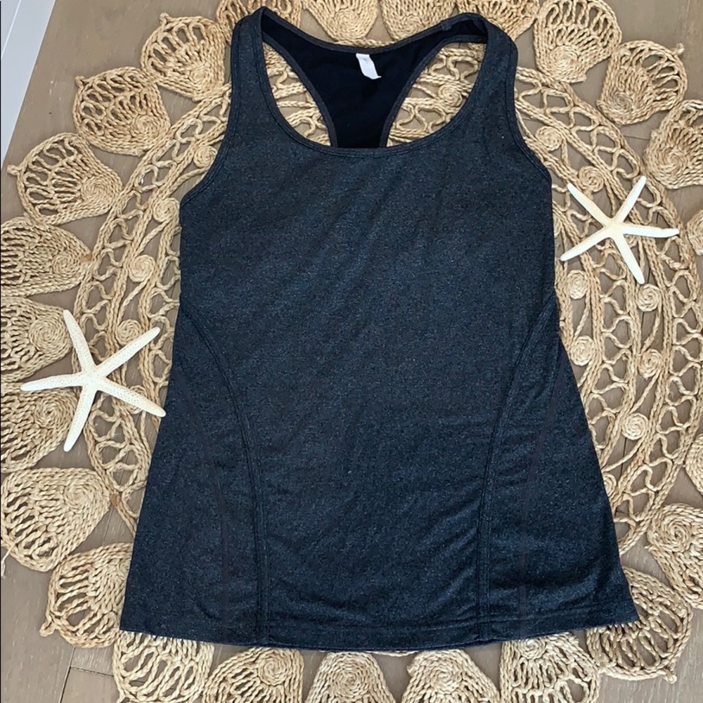 Sports top, exercise tank top and sports bra.